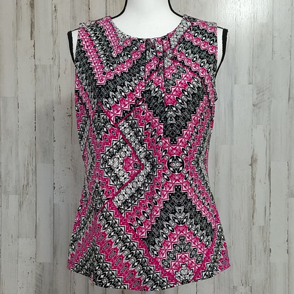 Calvin Klein Pink and Black Sleeveless Blouse